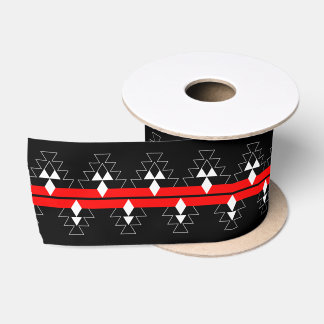 3 Inch Native Woven Stories - Red - Satin Ribbon