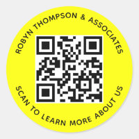 3 Inch Round QR Code Stickers Custom Colour Yellow