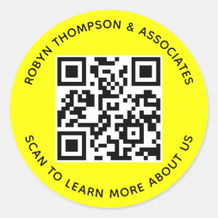 3 Inch Round QR Code Stickers Custom Colour Yellow