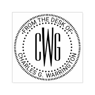 3 Initial Letter Monogram #4 From the Desk of Name Self-inking Stamp