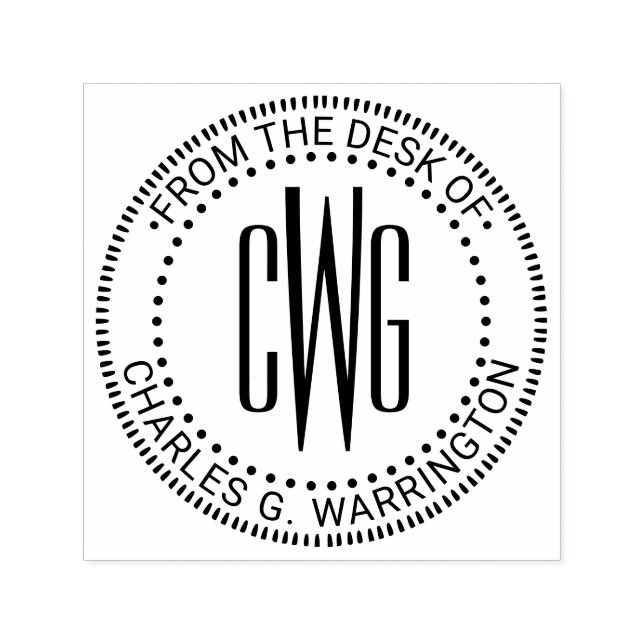 3 Initial Letter Monogram #4 From the Desk of Name Self-inking Stamp (Design)