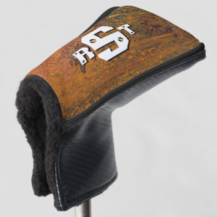 3 Initial Letter Monogram Rusty Steel Plate Look Golf Head Cover