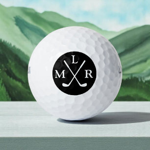 3-Initial Letters Black & White Monogram Golf Balls