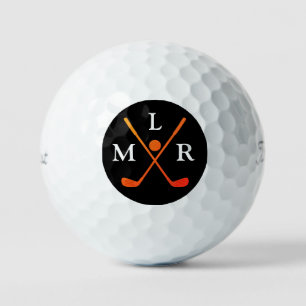 3 Initial Letters crossed red clubs Golf Balls