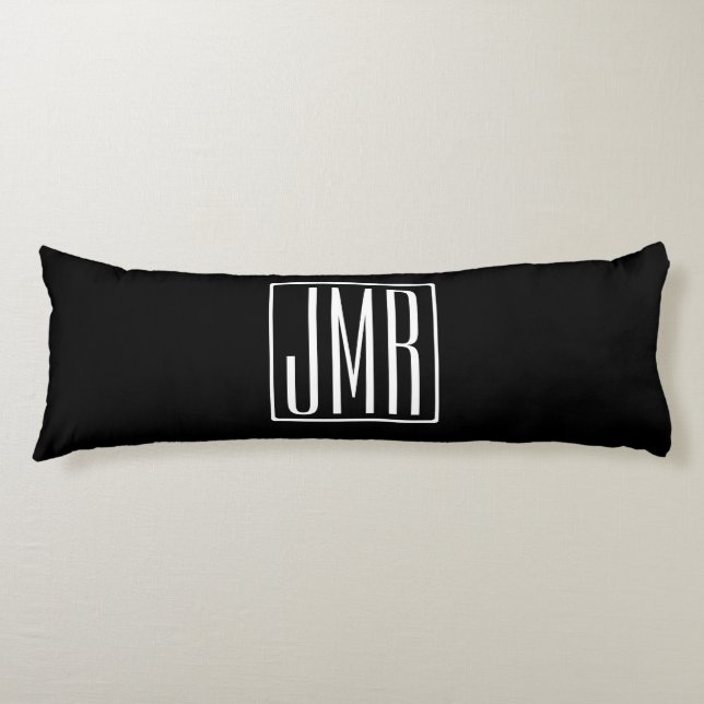 3 Initials Monogram | Black & White (or diy colour Body Cushion (Front)