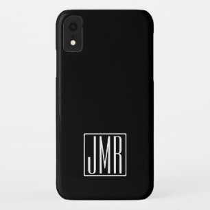 3 Initials Monogram   Black & White (or diy colour Case-Mate iPhone Case