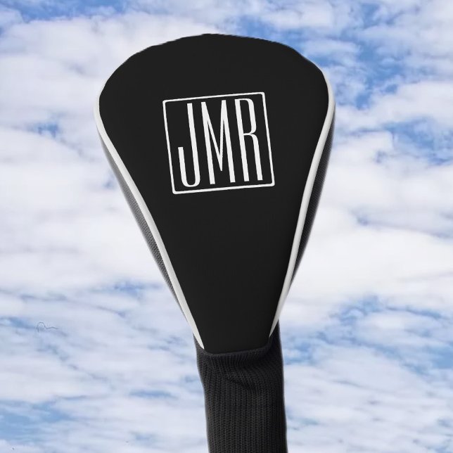 3 Initials Monogram | Black & White (or diy colour Golf Head Cover (Creator Uploaded)