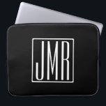 3 Initials Monogram | Black & White (or diy colour Laptop Sleeve<br><div class="desc">Your three initials monogrammed.</div>