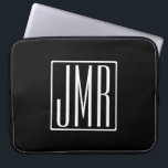 3 Initials Monogram | Black & White (or diy colour Laptop Sleeve<br><div class="desc">Your three initials monogrammed.</div>