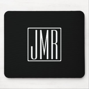 3 Initials Monogram Black & White (or diy colour Mouse Pad