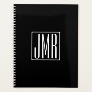 3 Initials Monogram   Black & White (or diy colour Planner