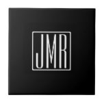 3 Initials Monogram | Black & White (or diy colour Tile<br><div class="desc">Your three initials monogrammed.</div>