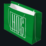 3 Initials Monogram | Green & White Large Gift Bag<br><div class="desc">Customise with your initials.</div>