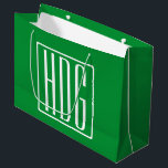 3 Initials Monogram | Green & White Large Gift Bag<br><div class="desc">Customise with your initials.</div>