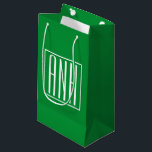3 Initials Monogram | Green & White Small Gift Bag<br><div class="desc">Customise with your initials.</div>