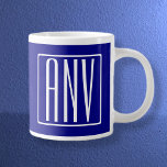 3 Initials Monogram | Navy Blue & White Large Coffee Mug<br><div class="desc">Simple 3 letter monogram.</div>
