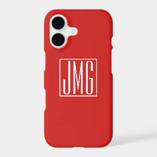 3 Initials Monogram Red & White (or diy colour)
