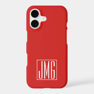 3 Initials Monogram Red & White (or diy colour)