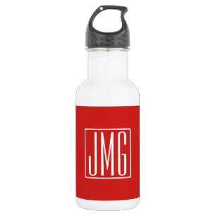 3 Initials Monogram Red & White (or diy colour) 532 Ml Water Bottle