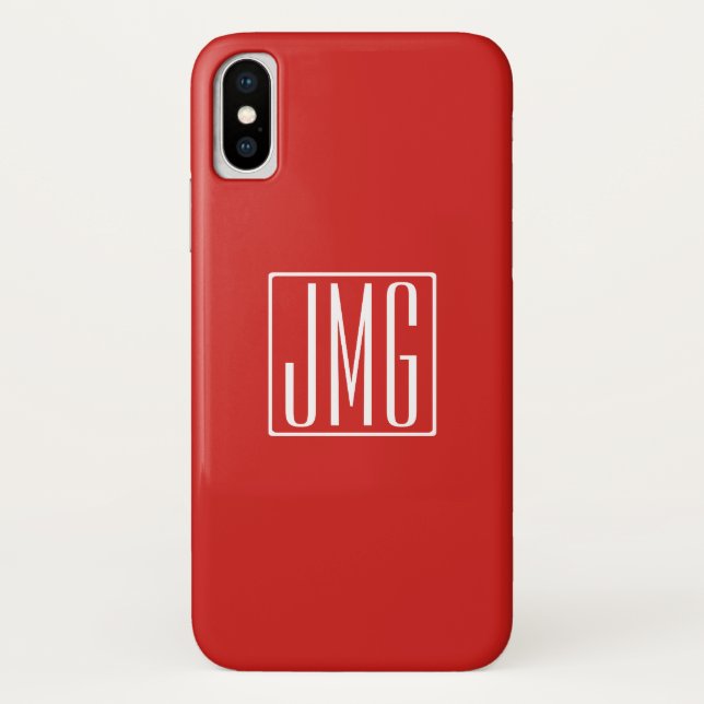 3 Initials Monogram | Red & White (or diy colour) Case-Mate iPhone Case (Back)