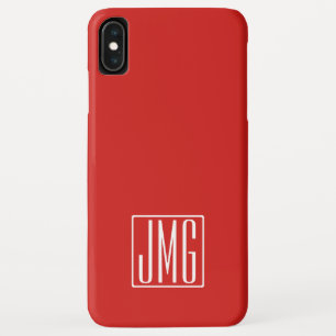 3 Initials Monogram   Red & White (or diy colour) Case-Mate iPhone Case