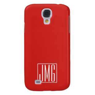 3 Initials Monogram   Red & White (or diy colour) Galaxy S4 Case