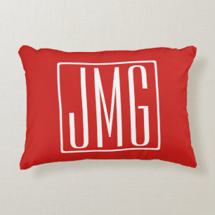3 Initials Monogram   Red & White (or diy colour) Decorative Cushion