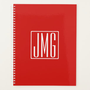 3 Initials Monogram   Red & White (or diy colour) Planner