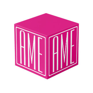 3 Initials Monogram | White On Hot Pink Cube
