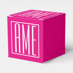 3 Initials Monogram   White On Hot Pink Favour Box