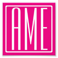3 Initials Monogram | White On Hot Pink