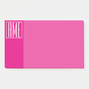 3 Initials Monogram   White On Hot Pink Post-it Notes