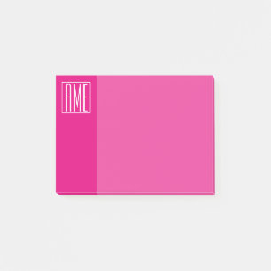 3 Initials Monogram   White On Hot Pink Post-it Notes