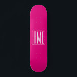 3 Initials Monogram | White On Hot Pink Skateboard<br><div class="desc">Cool & modern.</div>