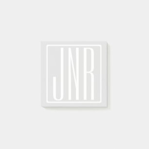 3 Initials Monogram   White & Very Light Grey Post-it Notes
