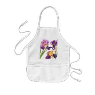 3 Iris Watercolor Apron