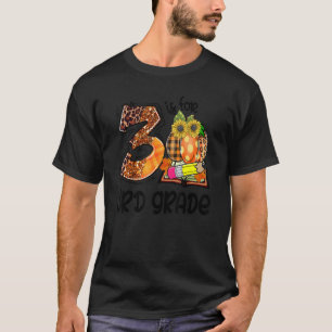 3 Is For 3rd Grade Leopard Pumpkin Teacher Fall Th T-Shirt