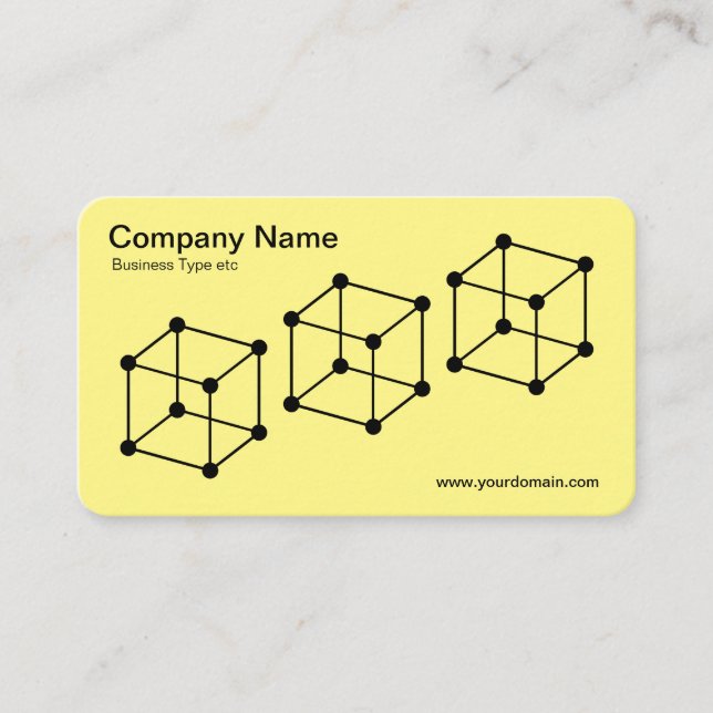 3 Isometric Cubes - Black on Lt Yellow Business Card (Front)