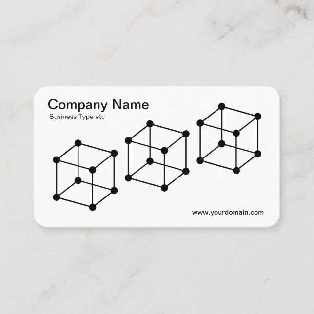 3 Isometric Cubes - Black on White Business Card (Front)