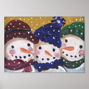 3 Jolly Snowmen Poster