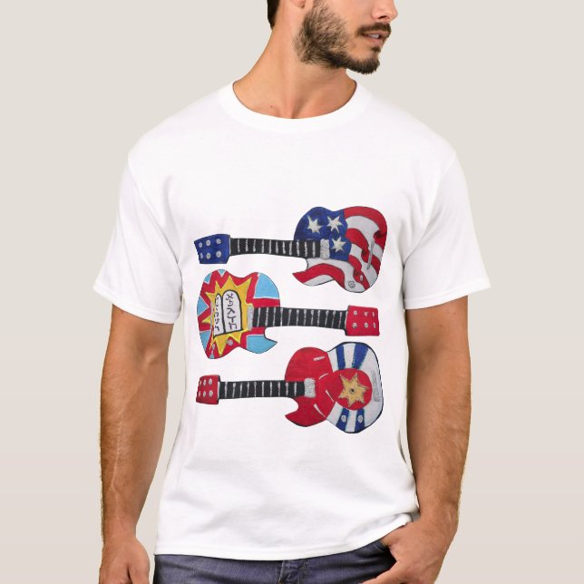 3 Judaica Guitar Decorations T-Shirt (Front)