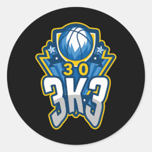 3 K 3 Point Basketball Record 3000 Three Pointers Classic Round Sticker