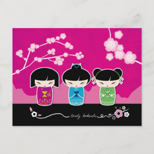 3 Kokeshi postcard