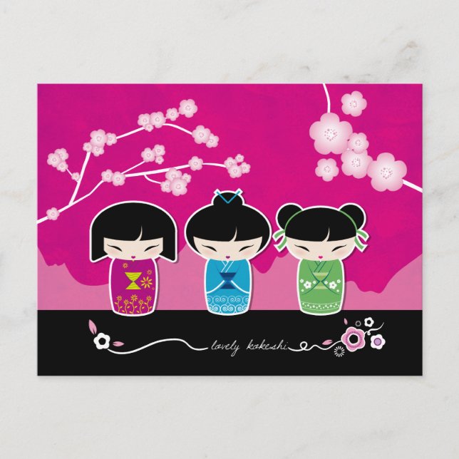 3 Kokeshi postcard (Front)