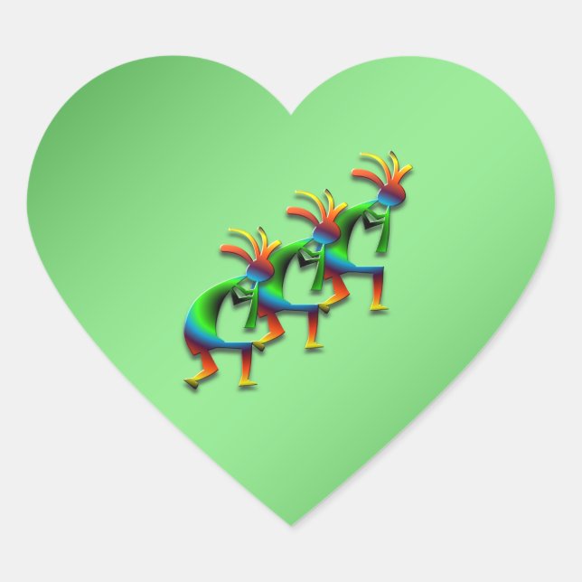 3 Kokopelli #29 Heart Sticker (Front)