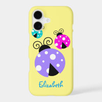 3 Ladybugs in Purple Pink and Blue Personalised