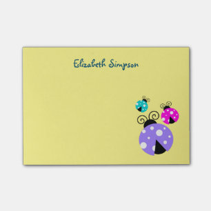 3 Ladybugs in Purple Pink and Blue Personlized Post-it Notes