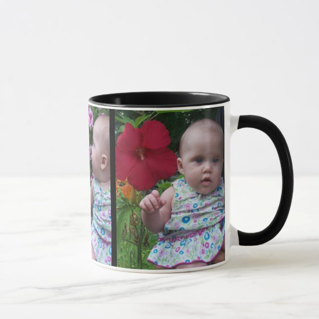 3 Large Photos Black Background Easy Upload Gift Mug (Right)