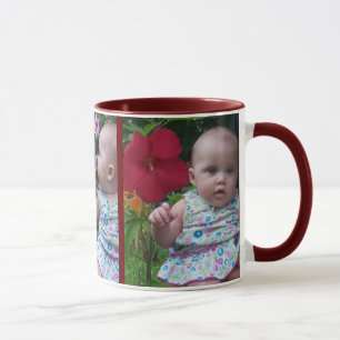 3 Large Photos Burgundy Background Easy Upload Mug