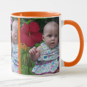3 Large Photos Orange Background Easy Upload Mug